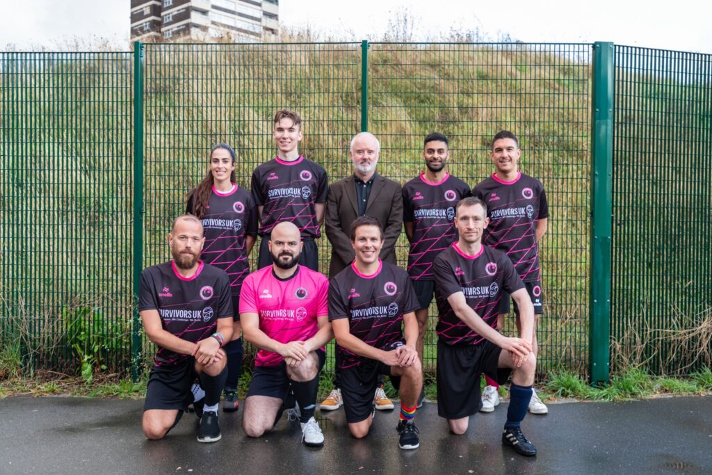 East End Phoenix football team lineup, with SurvivorsUK CEO Gary Williams